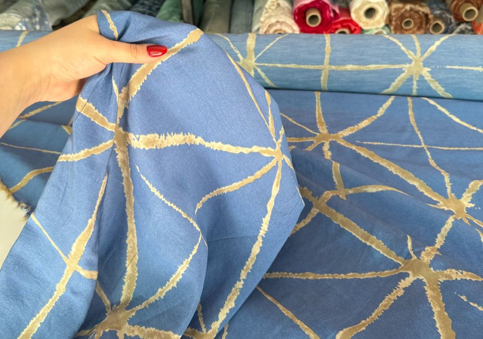 Ayrobin Kumaş (Tensel/Modal Kumaş)  Çatkı Desen Mavi Renk