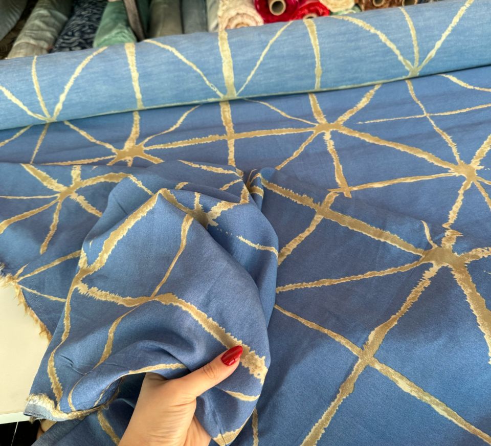 Ayrobin Kumaş (Tensel/Modal Kumaş)  Çatkı Desen Mavi Renk