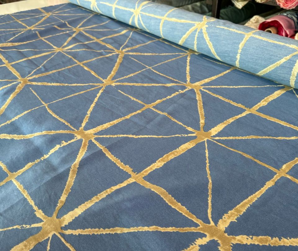 Ayrobin Kumaş (Tensel/Modal Kumaş)  Çatkı Desen Mavi Renk