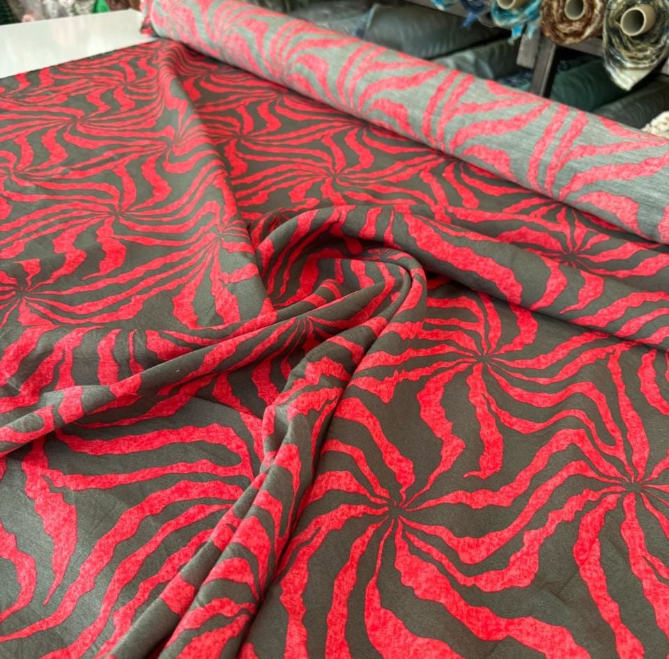 Ayrobin Kumaş (Tensel/Modal Kumaş) Bordo Yıldız Desen