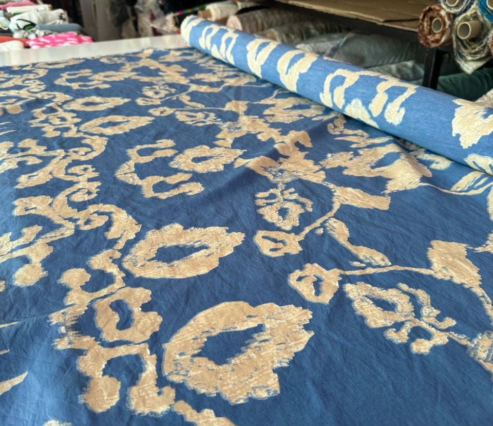 Ayrobin Kumaş (Tensel/Modal Kumaş) Madina Desen Mavi