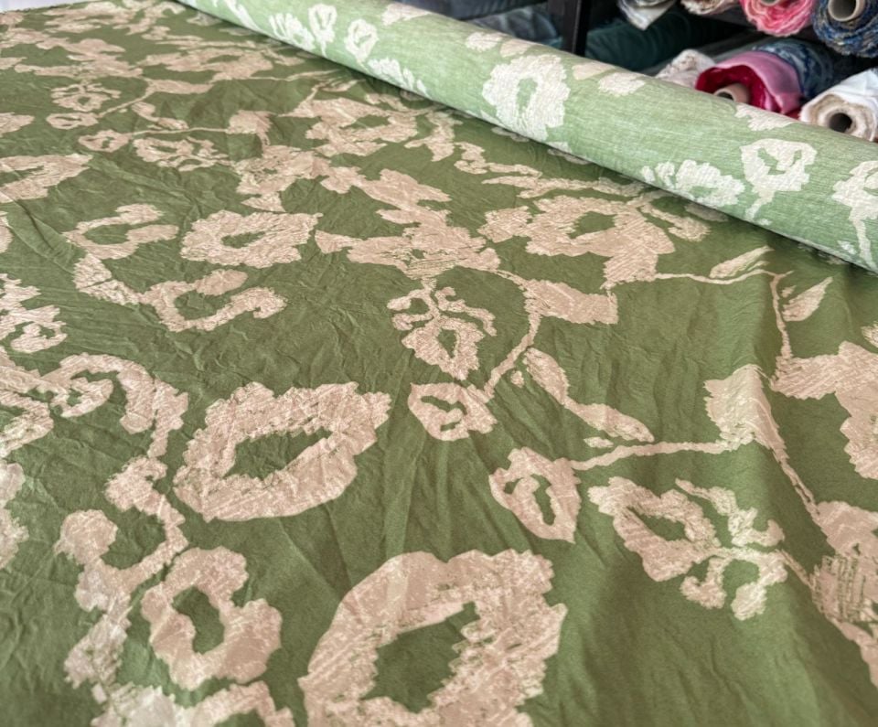 Ayrobin Kumaş (Tensel/Modal Kumaş) Madina Desen Yeşil