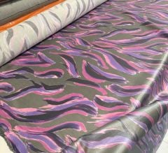 Floş Saten Kumaş Parlak Işıltılı Çift En Şal Desen Mor Renk