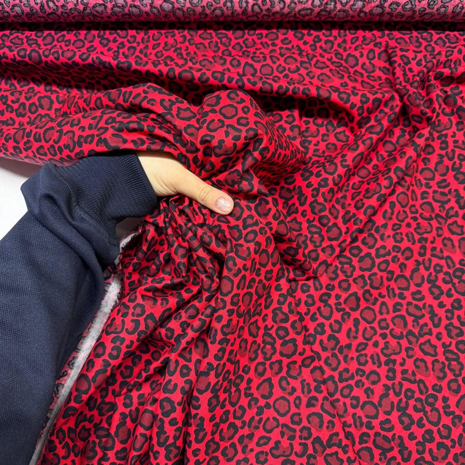 Poplin Kumaş Bordo Leopar Desenli Çift En (En 150 cm)