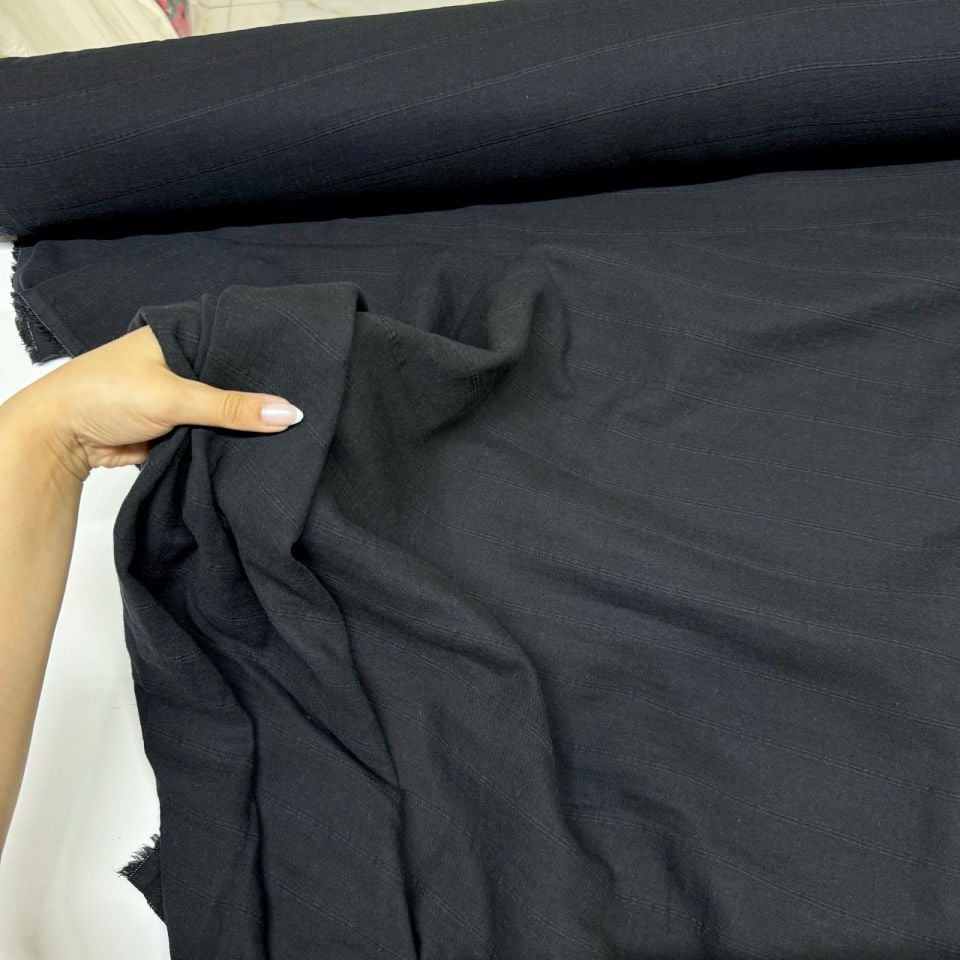 Double Müslin Çift Katlı Siyah Renk En 150 cm %100 Pamuk