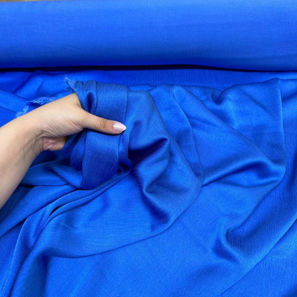 Pamuk Saten Viskon Kumaş Çift En Parlak Saks Mavisi