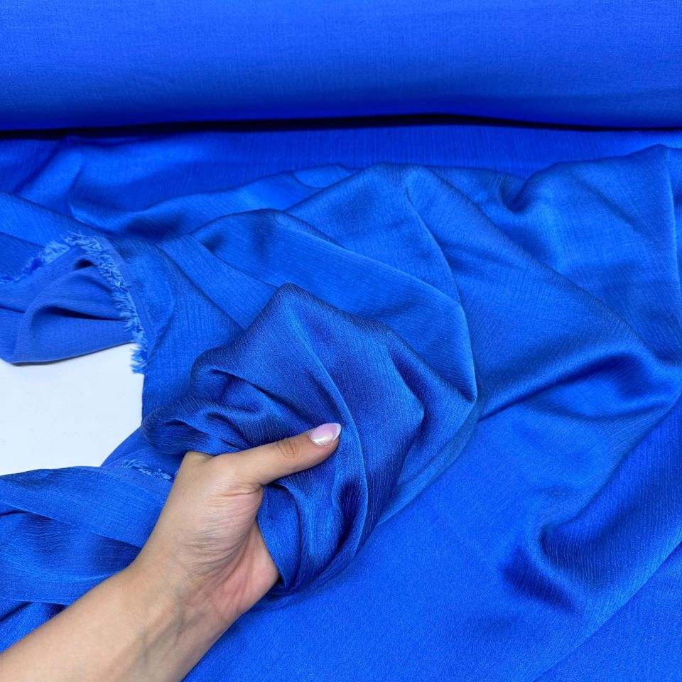 Pamuk Saten Viskon Kumaş Çift En Parlak Saks Mavisi