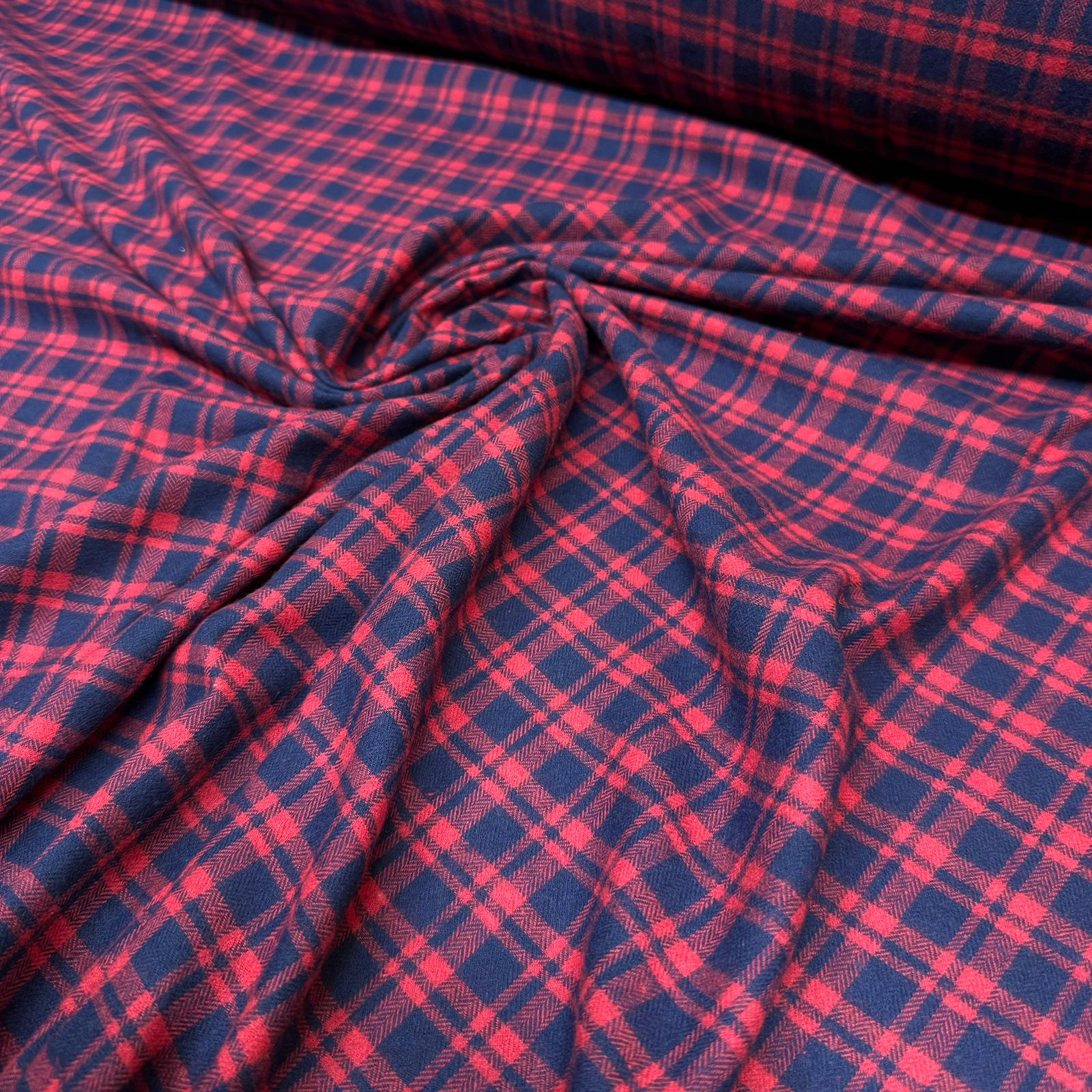 Kaşmir Kumaş Oduncu Desen Ekoseli Bordo Renkli Çift En