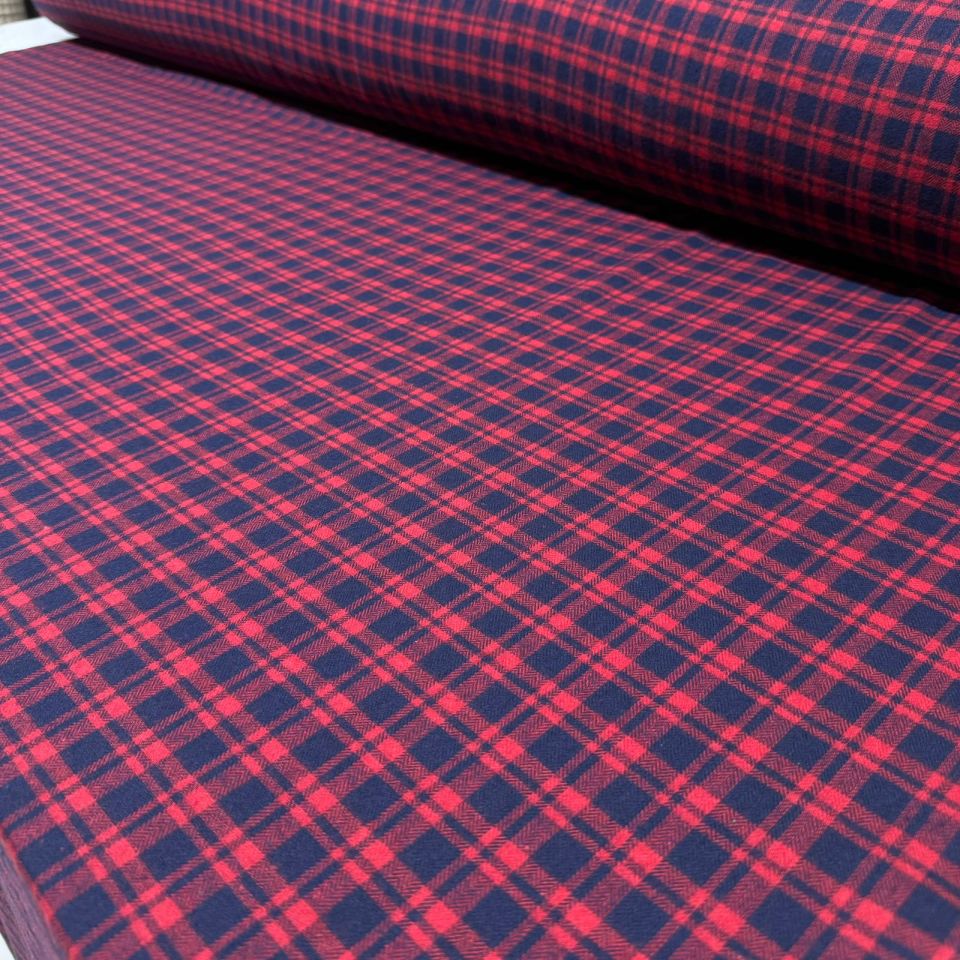 Kaşmir Kumaş Oduncu Desen Ekoseli Bordo Renkli Çift En