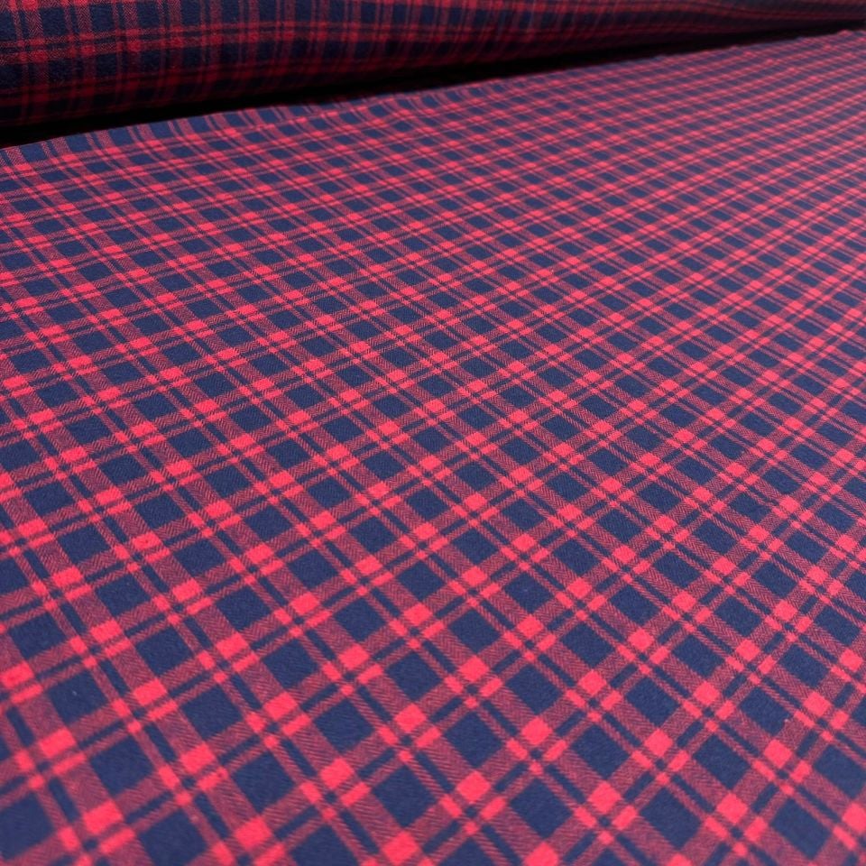 Kaşmir Kumaş Oduncu Desen Ekoseli Bordo Renkli Çift En