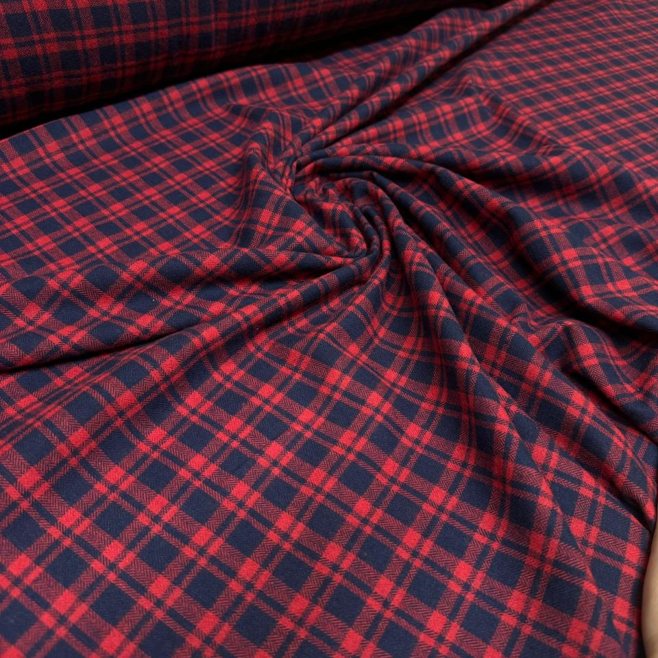 Kaşmir Kumaş Oduncu Desen Ekoseli Bordo Renkli Çift En