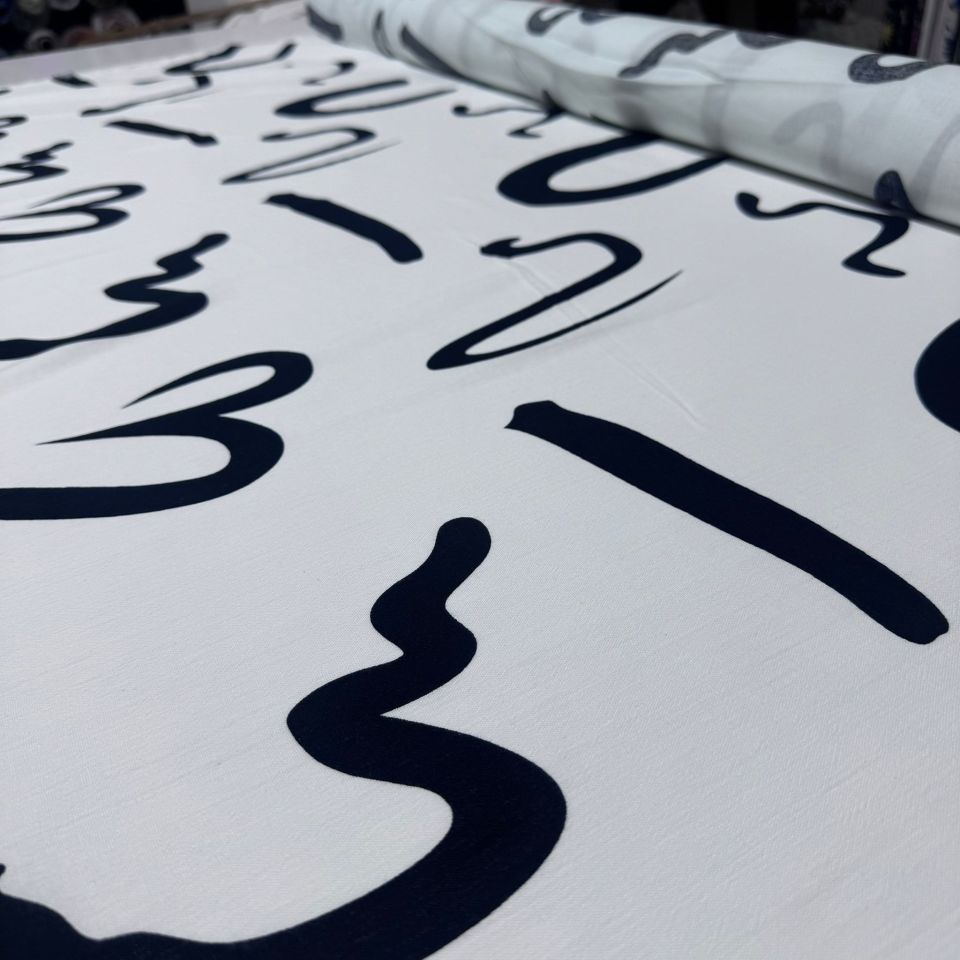 Organik Pamuk Şile Bezi Kumaş %100 Pamuk Siyah Beyaz Desenli