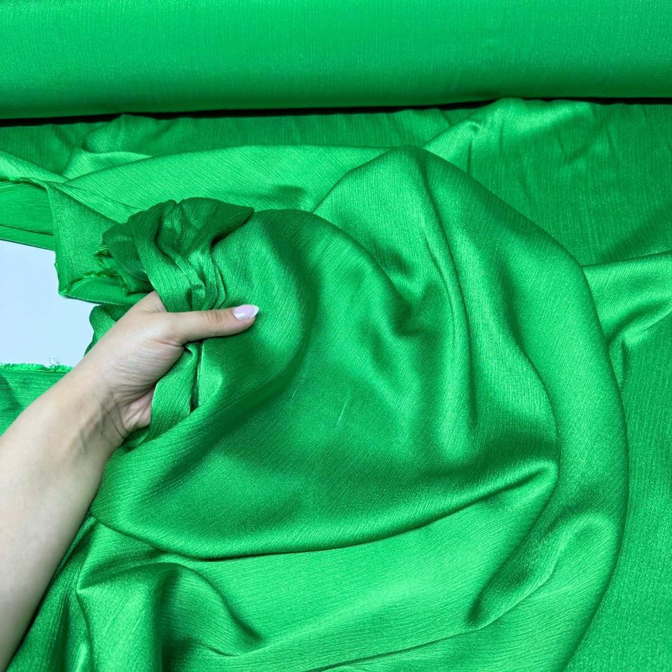 Pamuk Saten Viskon Kumaş Çift En Parlak Canlı Yeşil