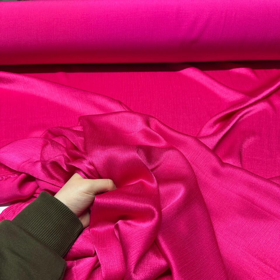 Pamuk Saten Viskon Kumaş Çift En Parlak Şeker Pembe