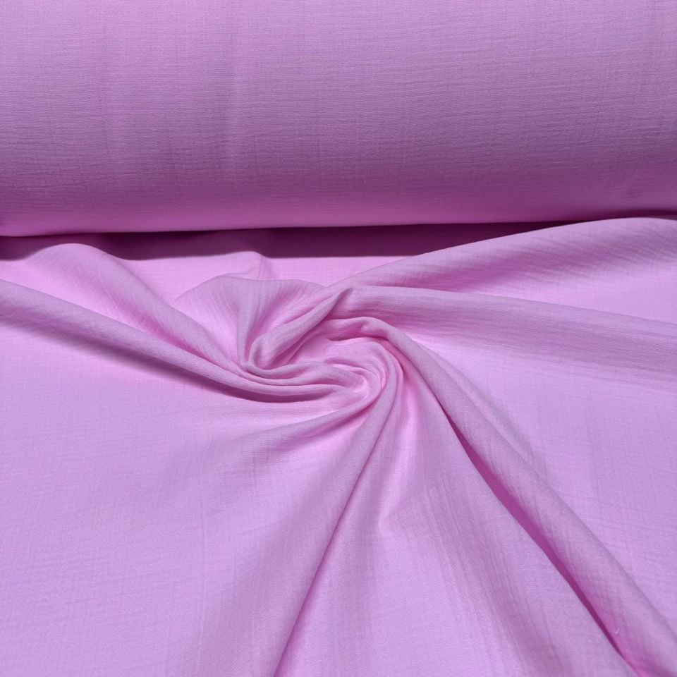 Çift Kat Müslin Kumaş En 150 cm  %100 Pamuk Organik Toz Pembe Renk