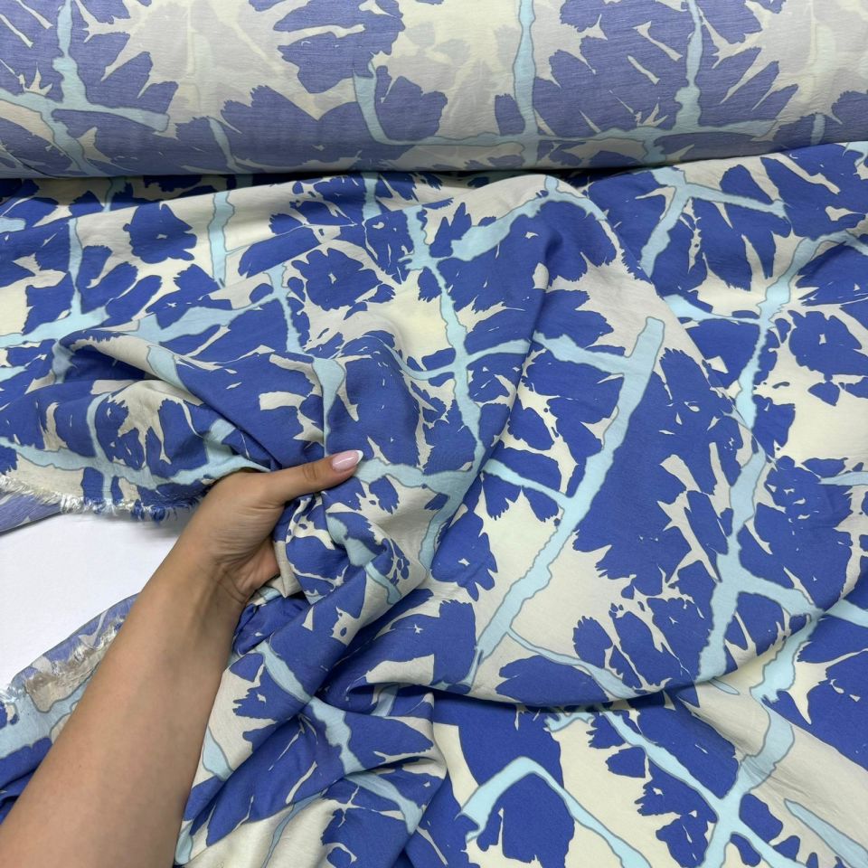 Ayrobin Kumaş Modal Çift En Çok Desenli Kare Batik Mavi Renk