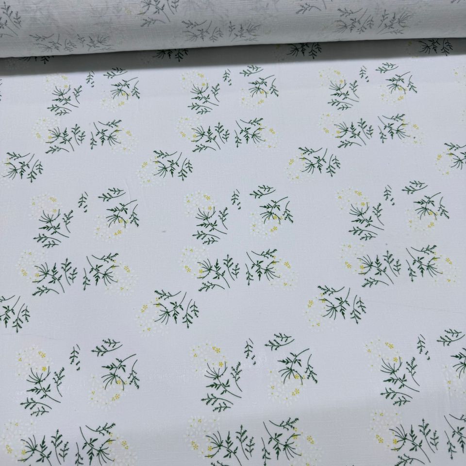 Flam Keten Kumaş %100 Pamuk Papatya Desenli Baskılı