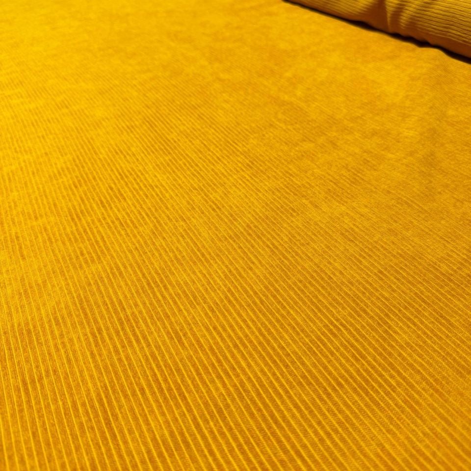 İtalyan Fitilli Kadife Kumaş Çift En Hardal Renk