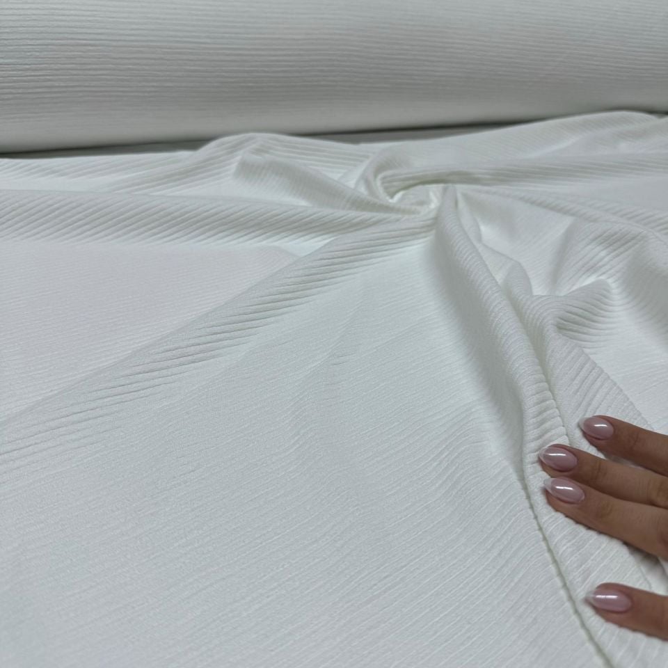 İtalyan Fitilli Kadife Kumaş Çift En Beyaz