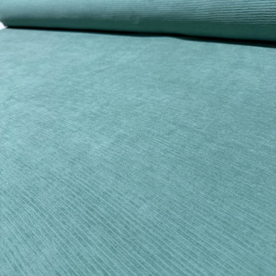 İtalyan Fitilli Kadife Kumaş Çift En Su Yeşili