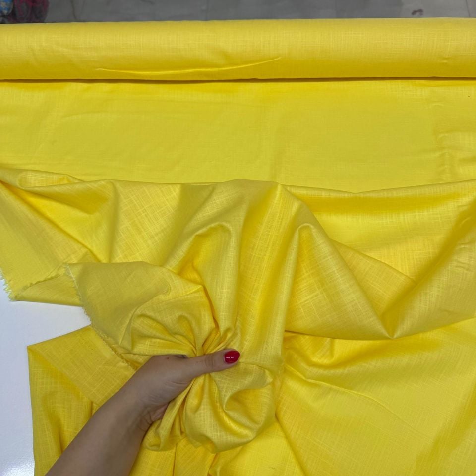 Flam Keten Kumaş %100 Pamuk En 150 cm Sarı Renk