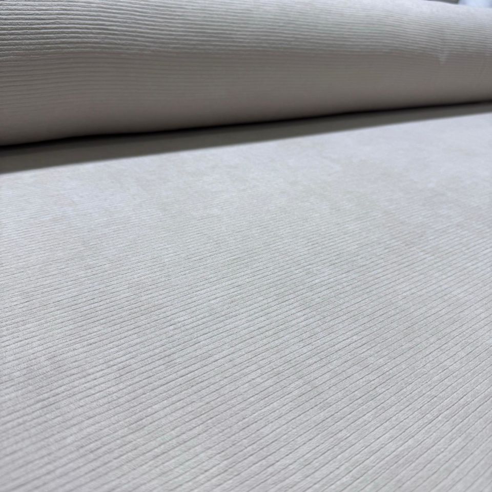 İtalyan Fitilli Kadife Kumaş Çift En Ekru