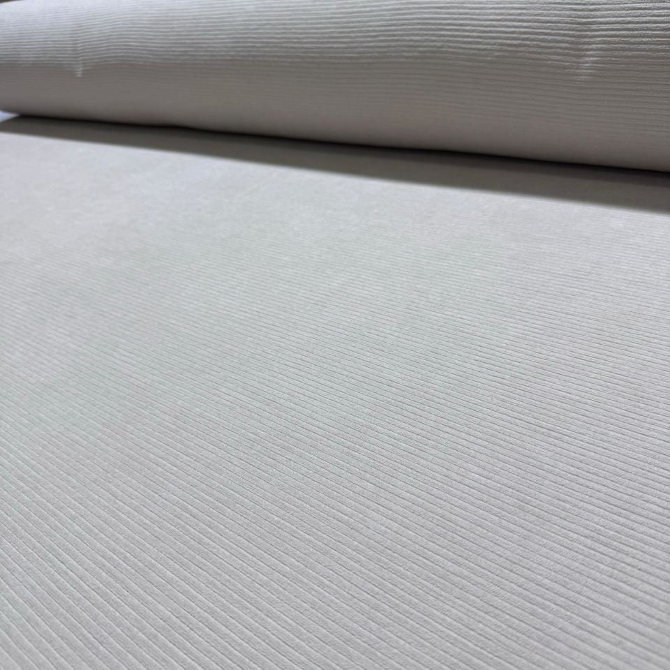 İtalyan Fitilli Kadife Kumaş Çift En Ekru