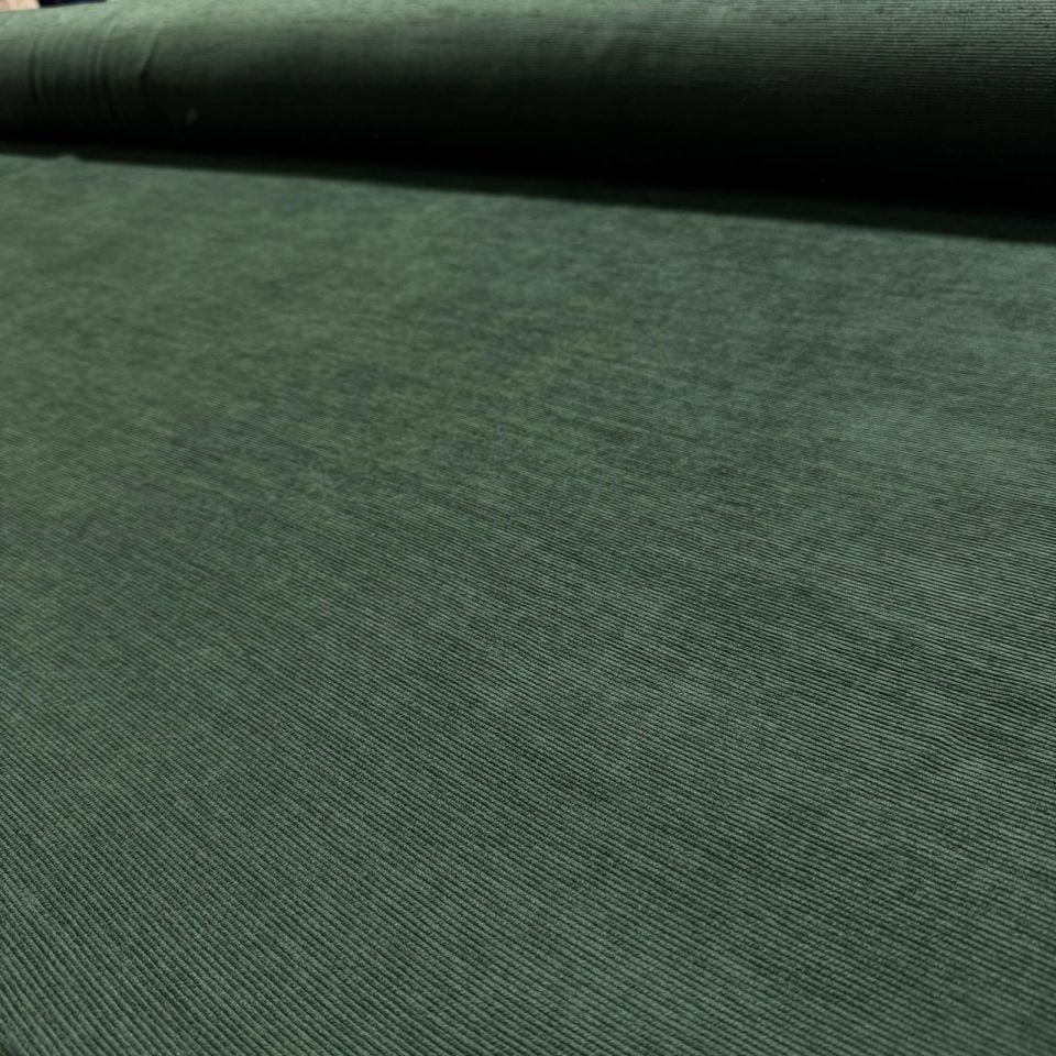 İtalyan Fitilli Kadife Kumaş Çift En Koyu Yeşil