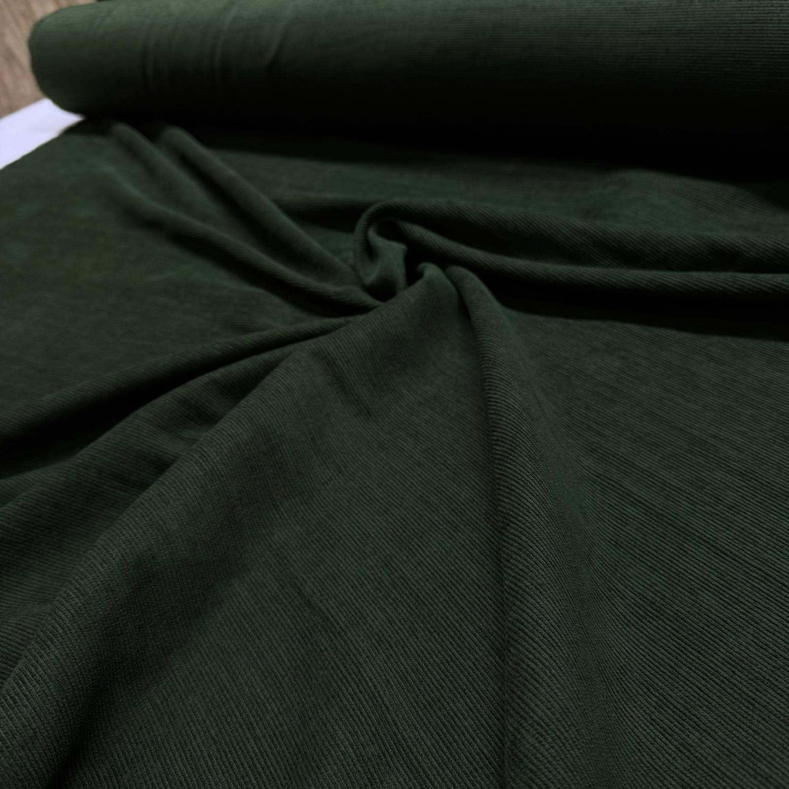 İtalyan Fitilli Kadife Kumaş Çift En Koyu Yeşil