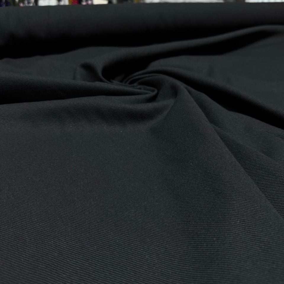 Gabardin Kumaş %100 Pamuk Çift En Siyah Renk