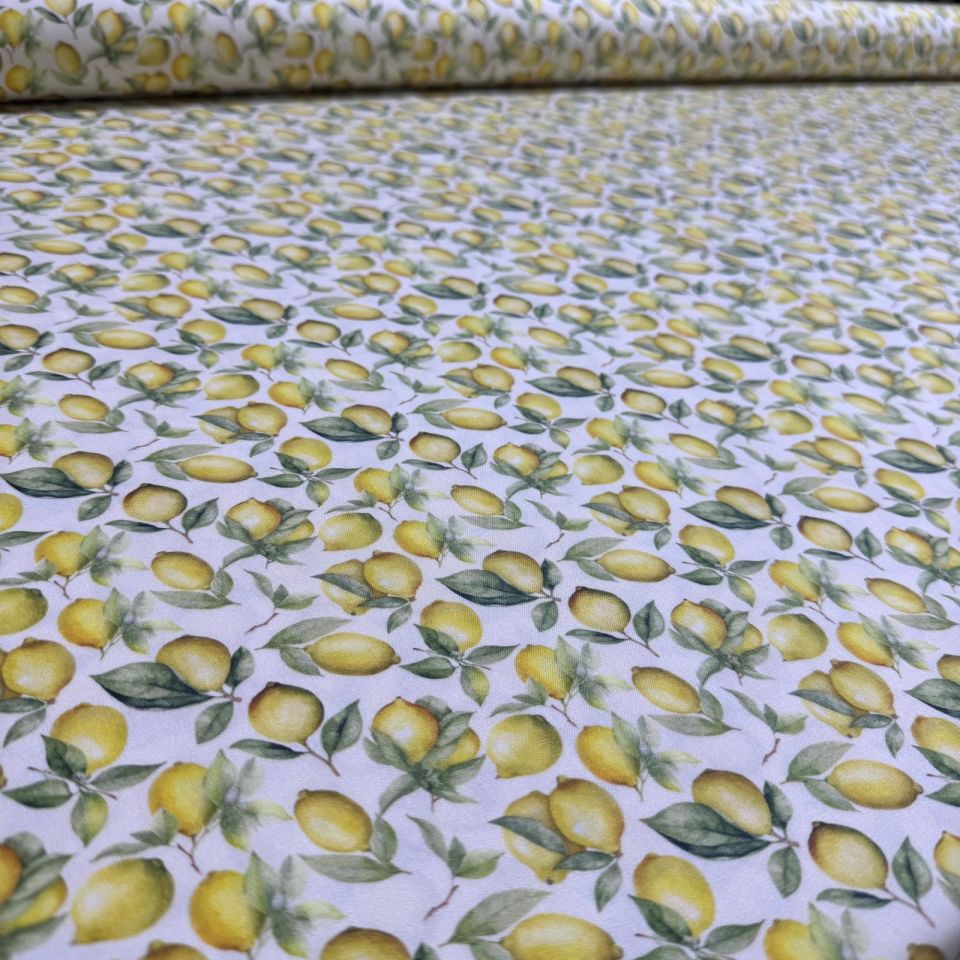 Belmando Kumaş Çift En Limon Desenli Sarı Renkli
