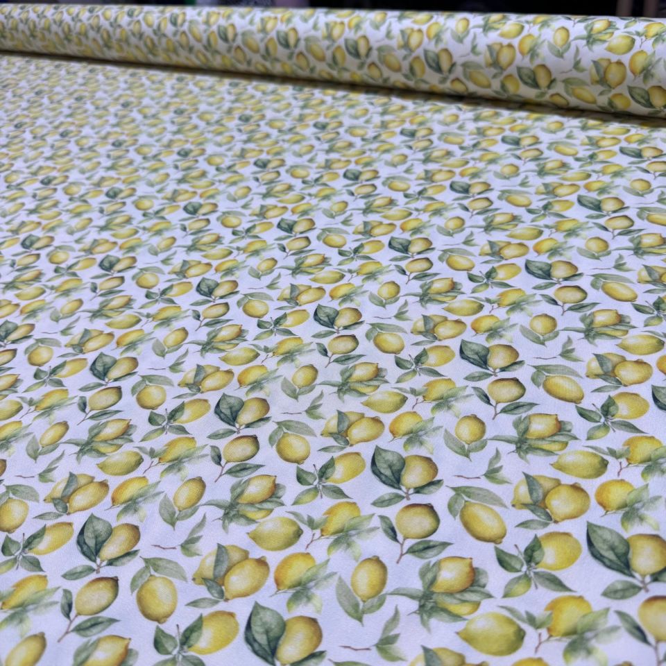 Belmando Kumaş Çift En Limon Desenli Sarı Renkli