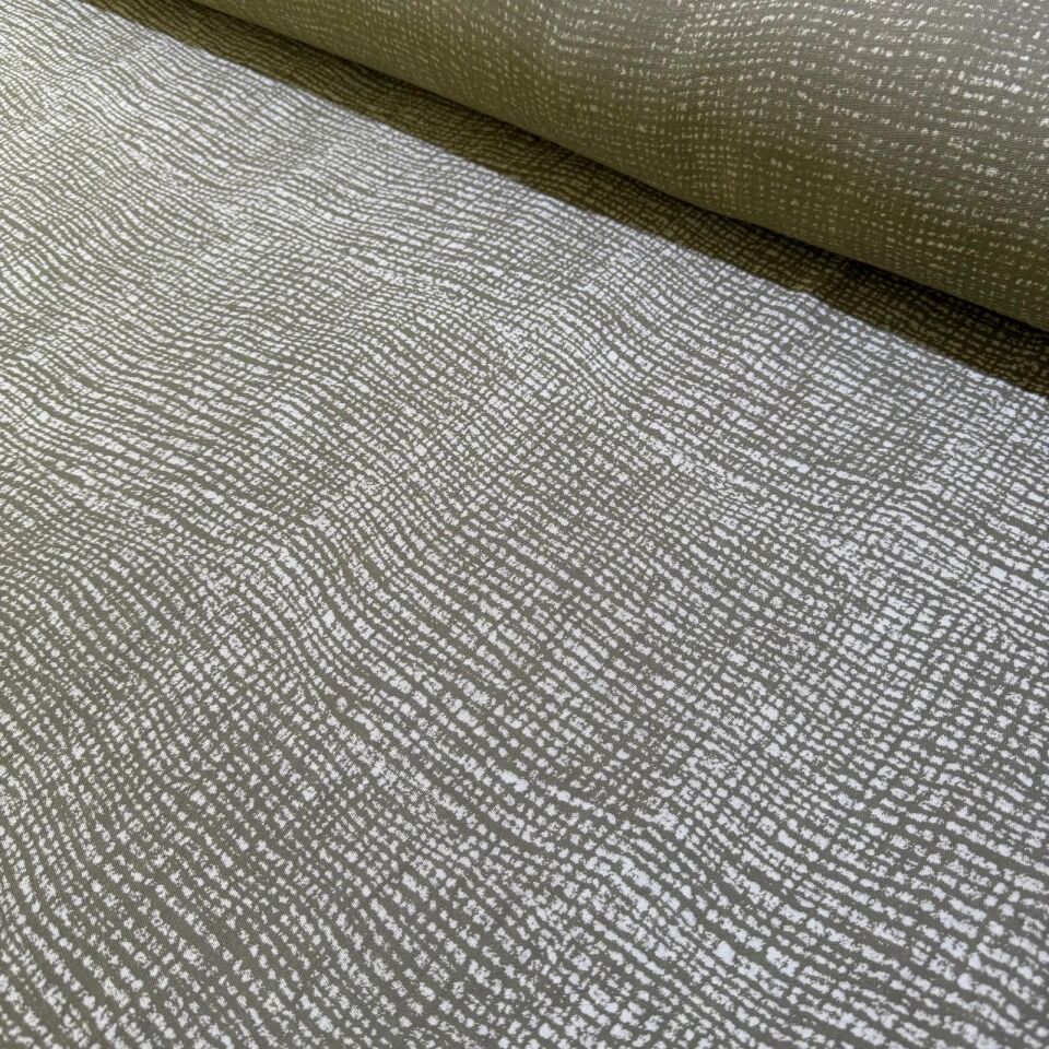 Çift Kat Müslin Kumaş %100 Pamuk Çift En Haki Desenli