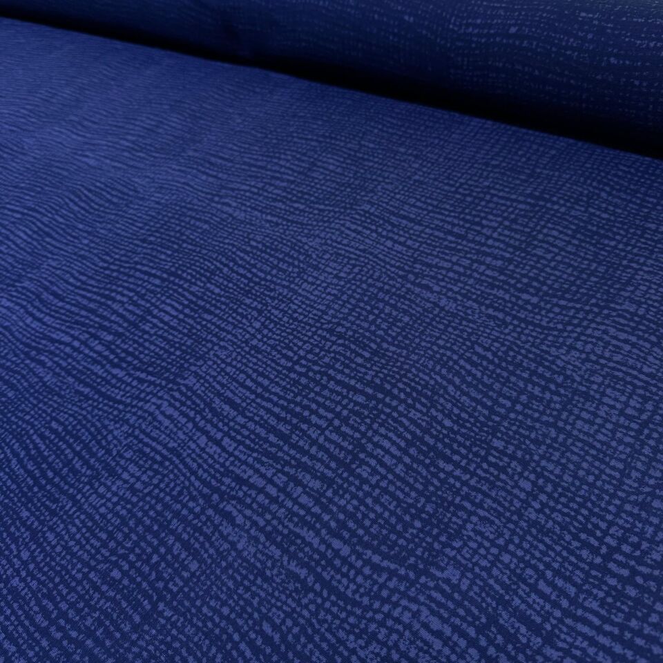 Çift Kat Müslin Kumaş %100 Pamuk Çift En Lacivert Desenli